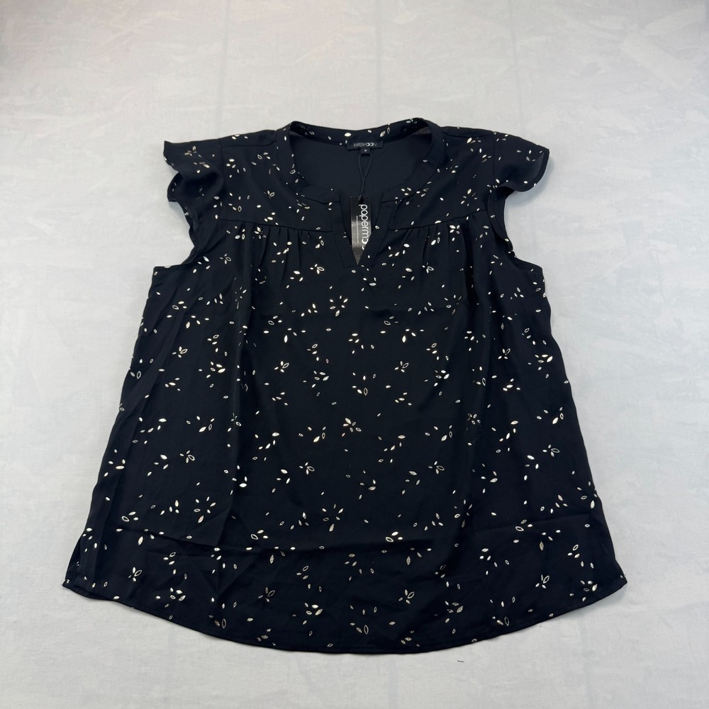 Papermoon Black Floral Print Ruffle Sleeve Blouse